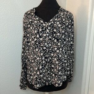 Amuse Society Floral Print Long Sleeve Top Viscose Size XS